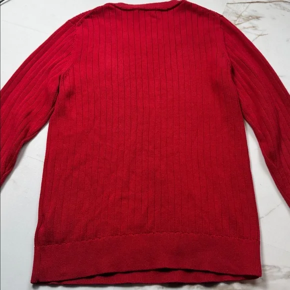Tommy Hilfiger Vintage Y2K Womens L Sweater Ribbed H Logo Red Crew 90s Spellout - Picture 8 of 10